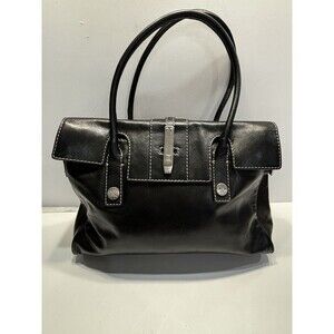 Michael Kors Womens Black Satchel Soft Leather Shoulder Handbag Purse
